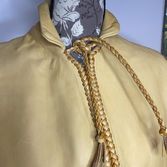 Vintage Size 6-8 Handmade Leather Butterscotch Western Jacket Coat with Fringe - Picture 5 of 16